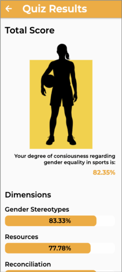 Self-assessment app — results screen